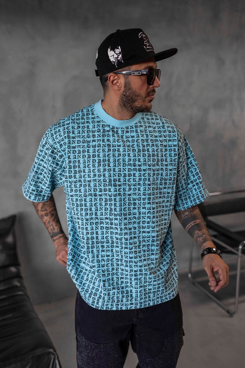 Full Print Statement Light Blue T-shirt 1841