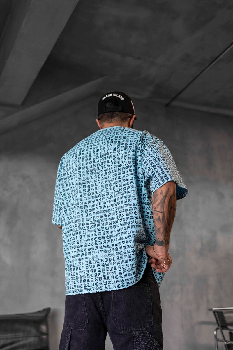 Full Print Statement Light Blue T-shirt 1841