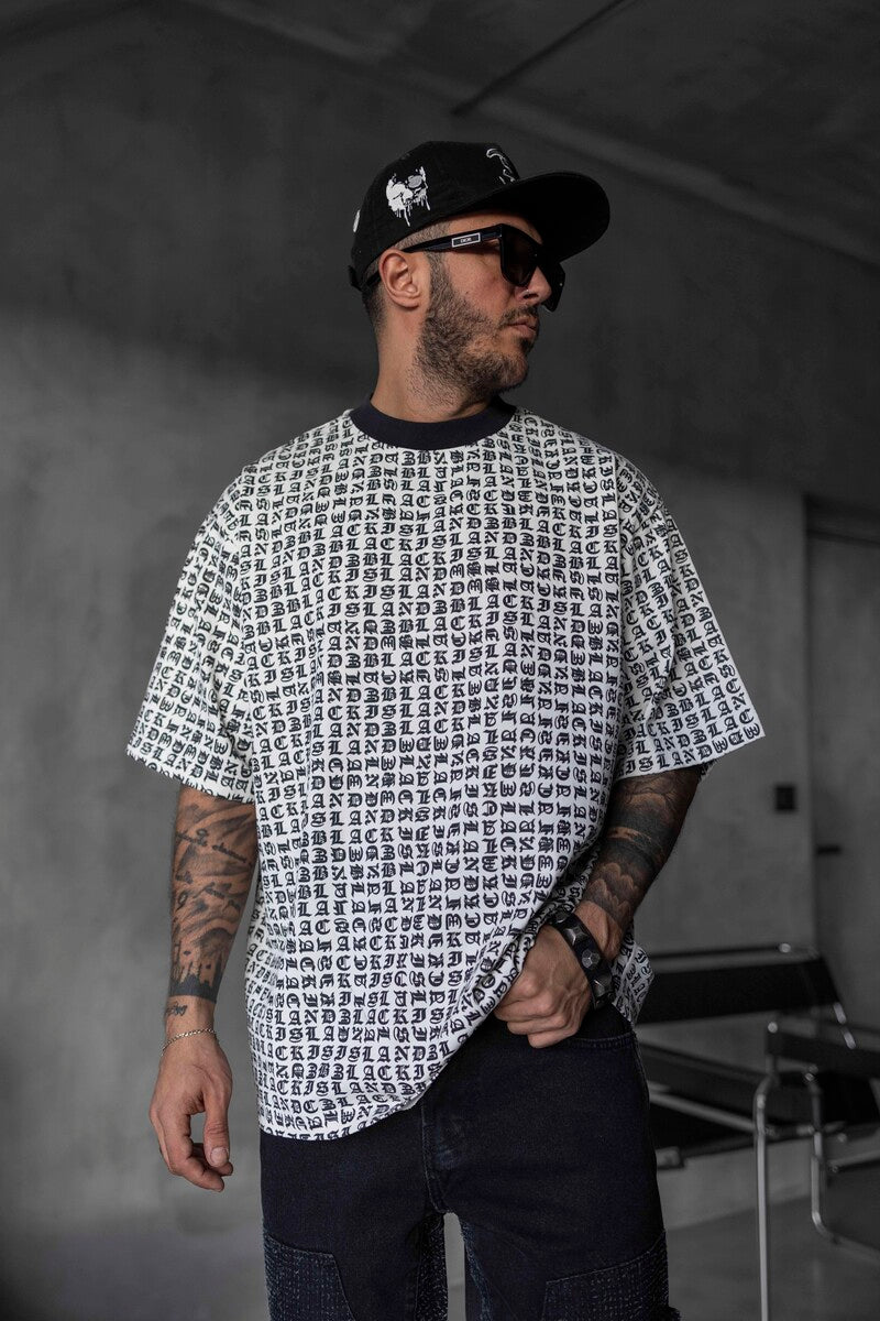 Full Print Statement White T-shirt 1841