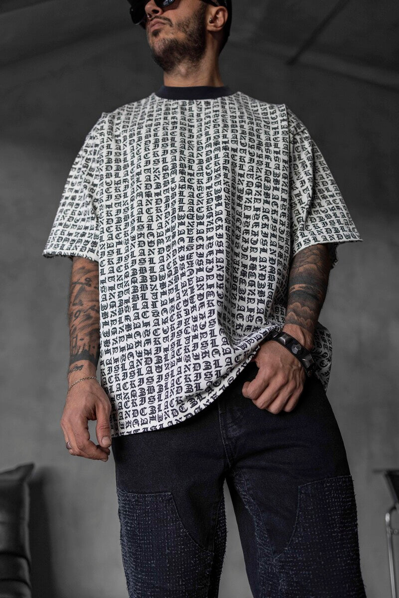 Full Print Statement White T-shirt 1841