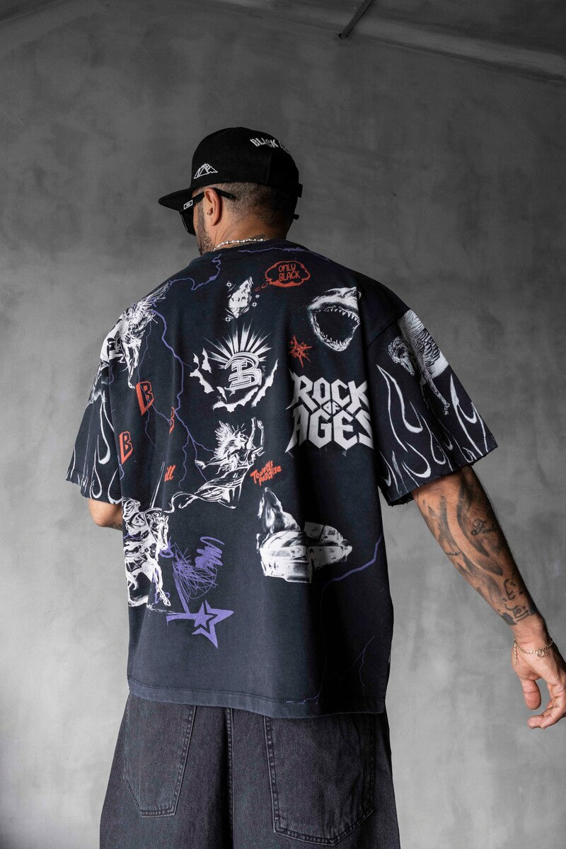 Full Printed T-shirts Black 1880