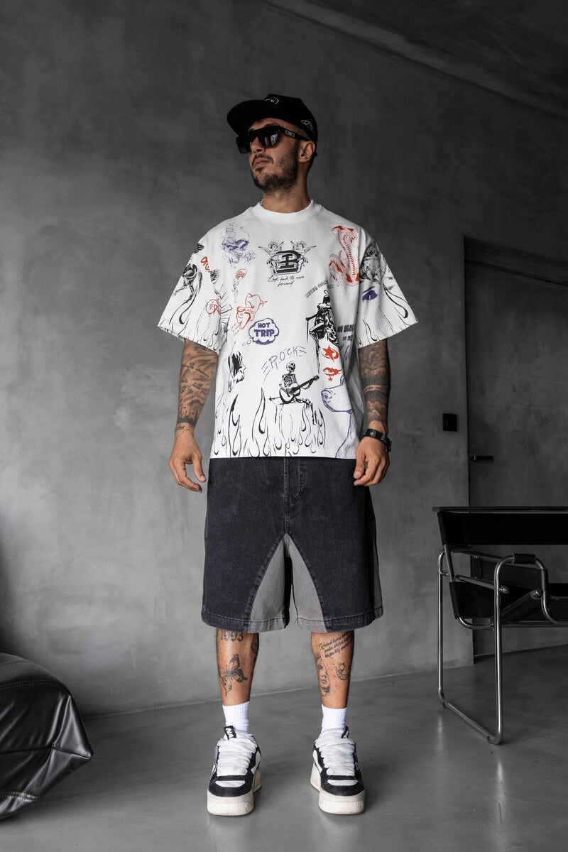 Full Printed T-shirts White 1880