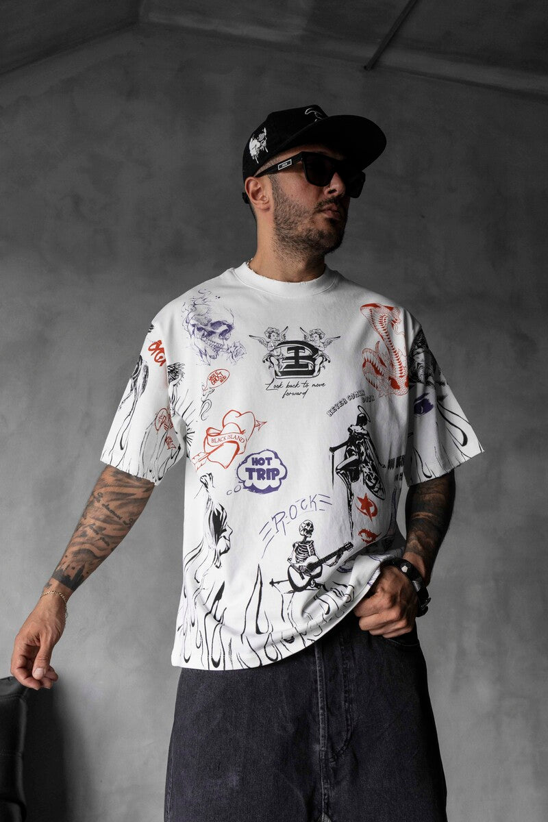 Full Printed T-shirts White 1880