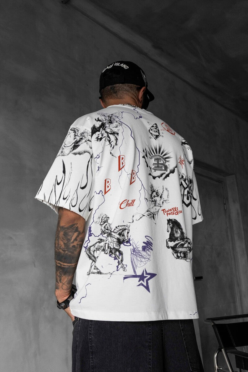 Full Printed T-shirts White 1880