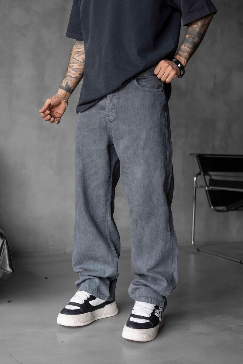 Gray Baggie Denim Jeans 17000