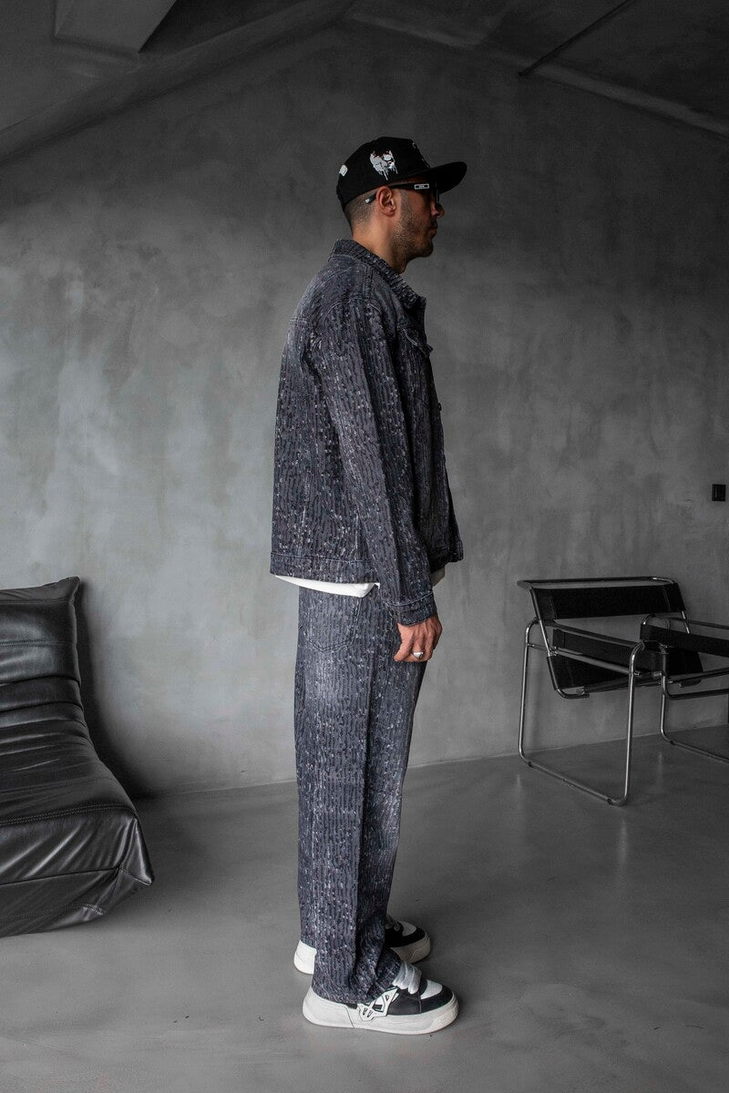 GRAY JEANS JACKET SETS 17075