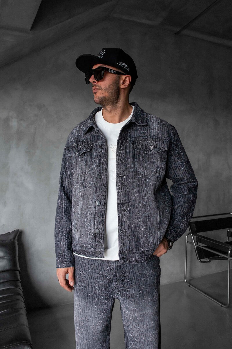 GRAY JEANS JACKET SETS 17075