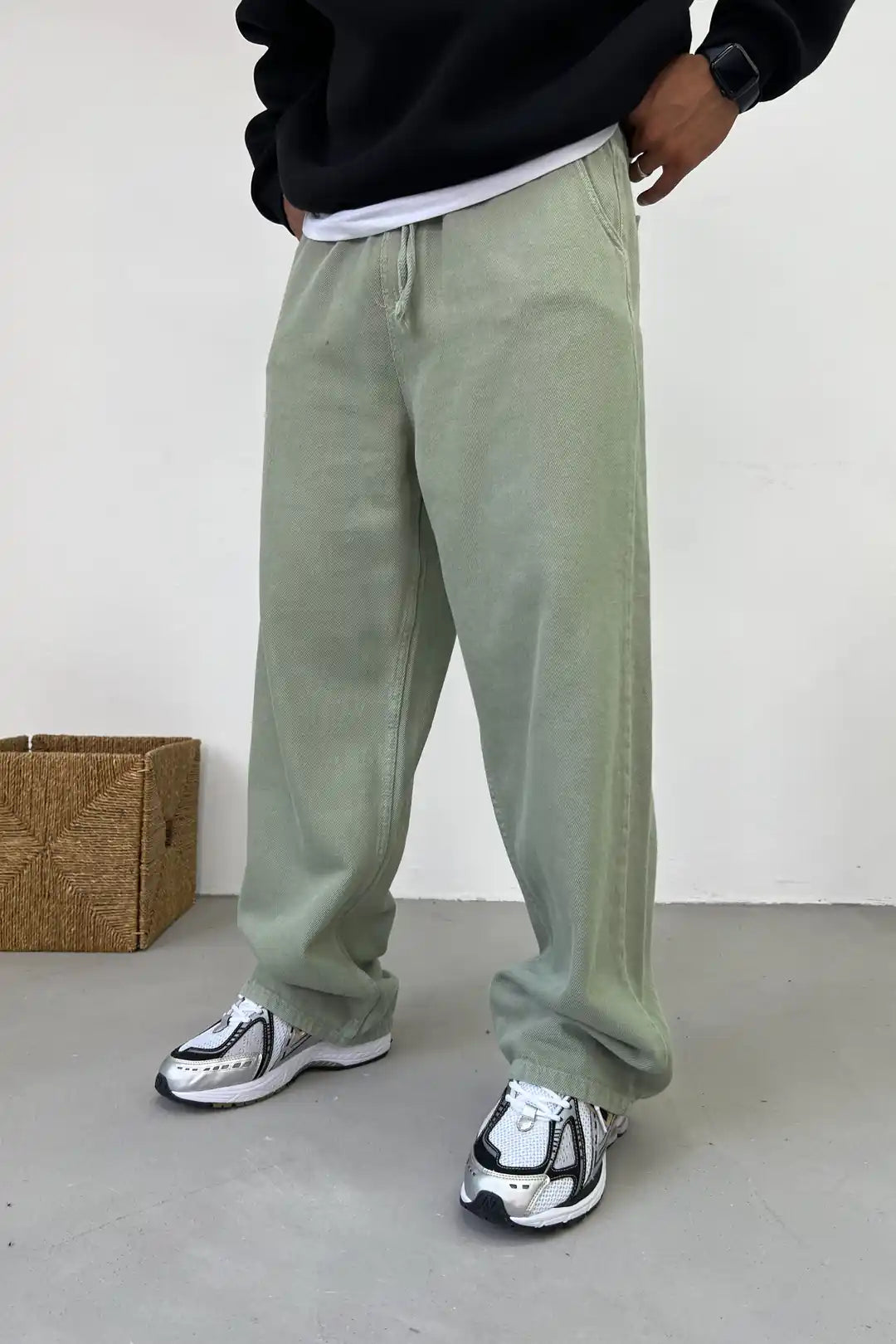 Textured Canvas Wide Pants – Effortless Utility Comfort