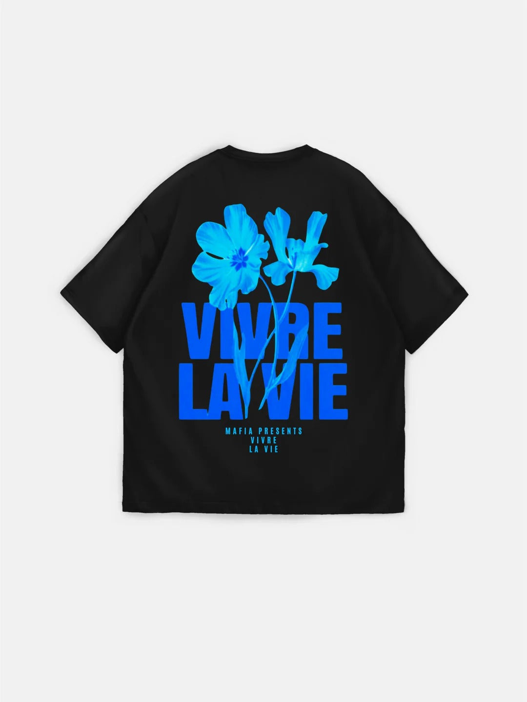 Oversize Vivre la Vie T-shirt - Black and Blue