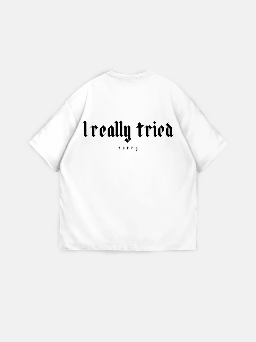 Oversize 'I Really Tried' T-shirt - Ecru