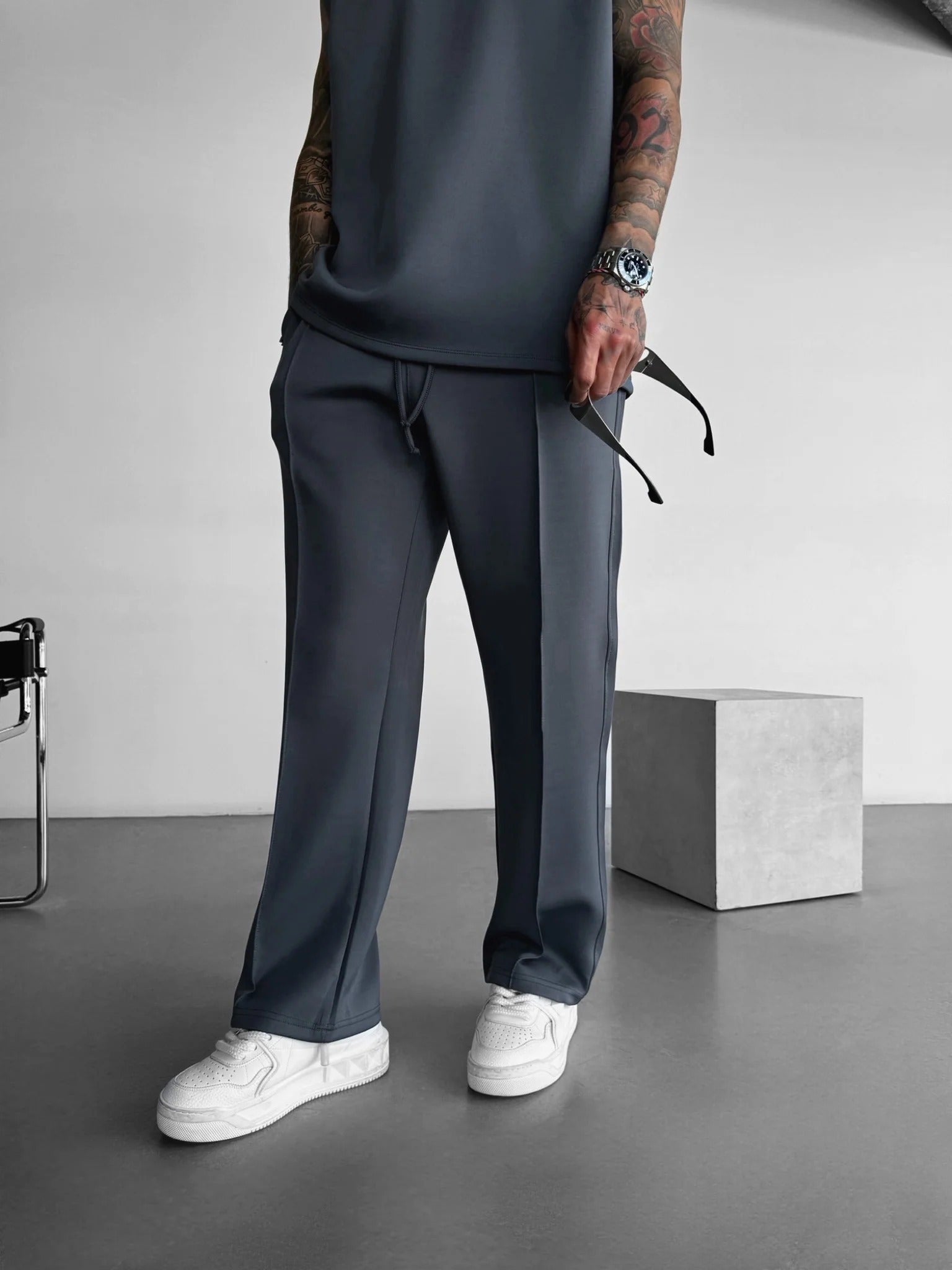 Loose Fit Diver Fabric Trousers - Anthracite