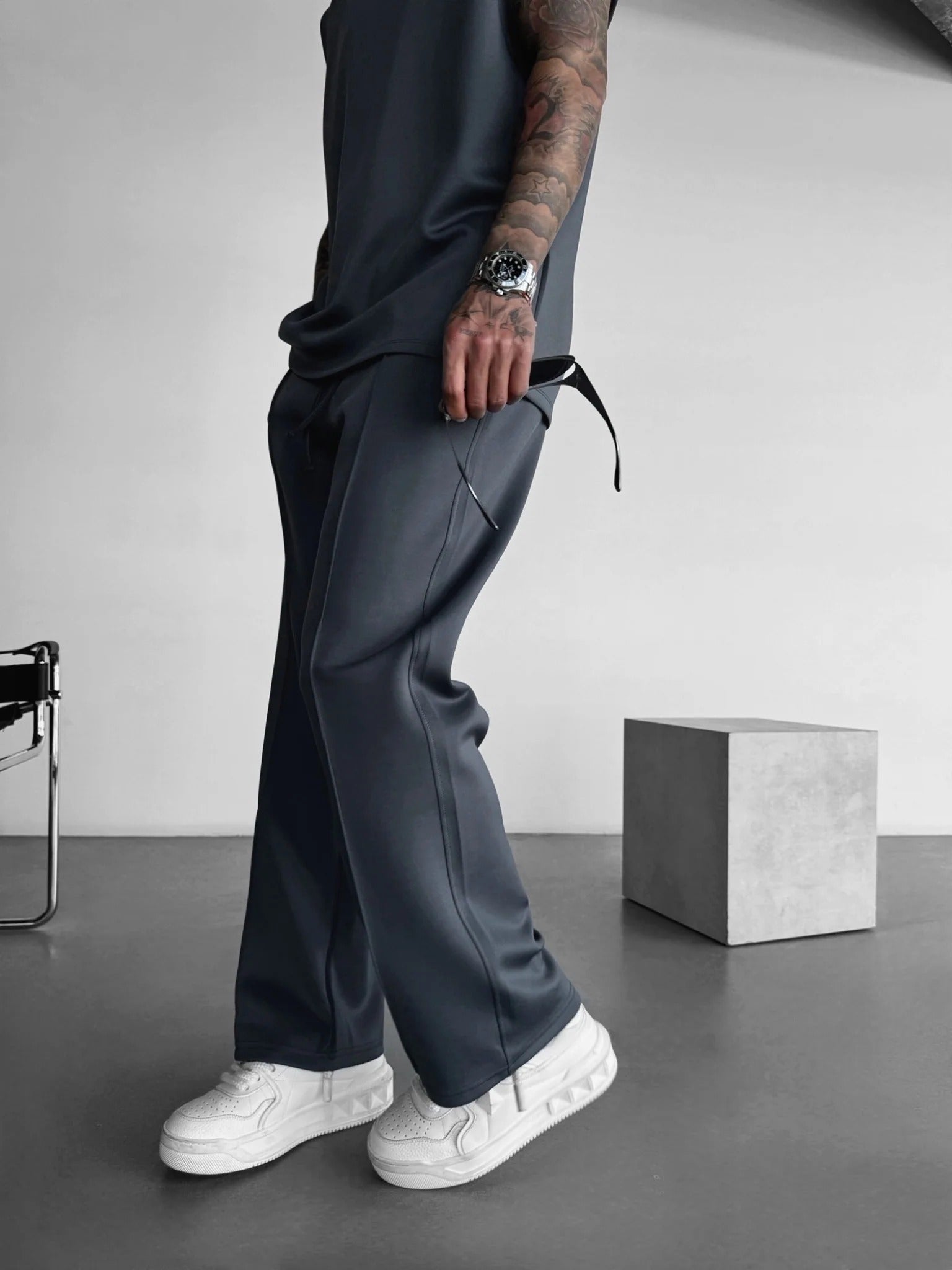 Loose Fit Diver Fabric Trousers - Anthracite