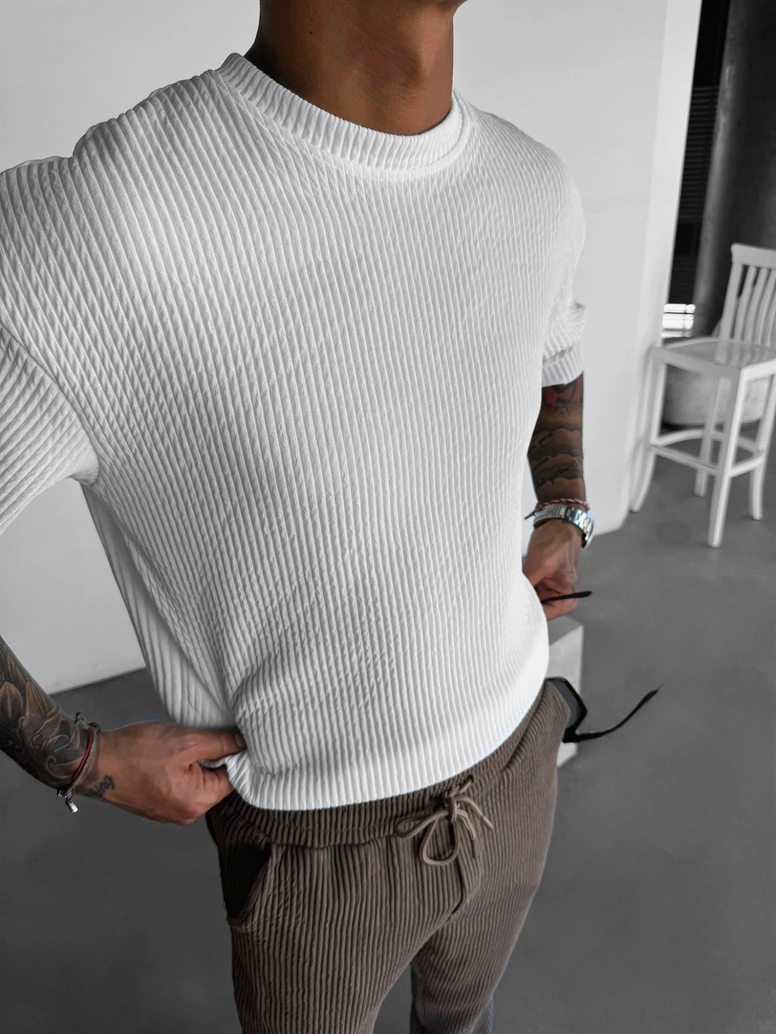 Oversize Ribbed T-Shirt - White