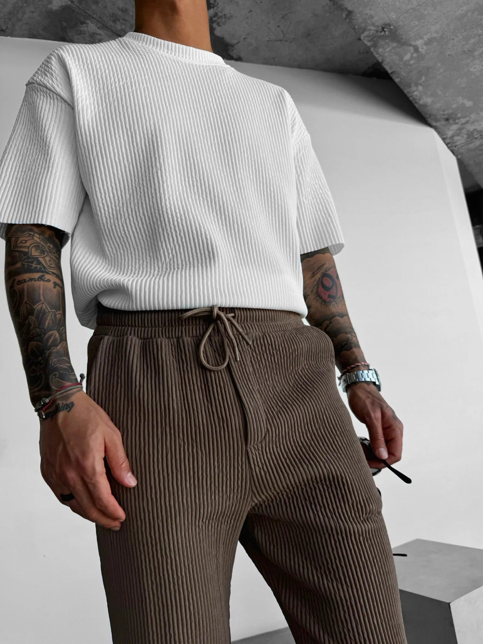 Oversize Ribbed T-Shirt - White