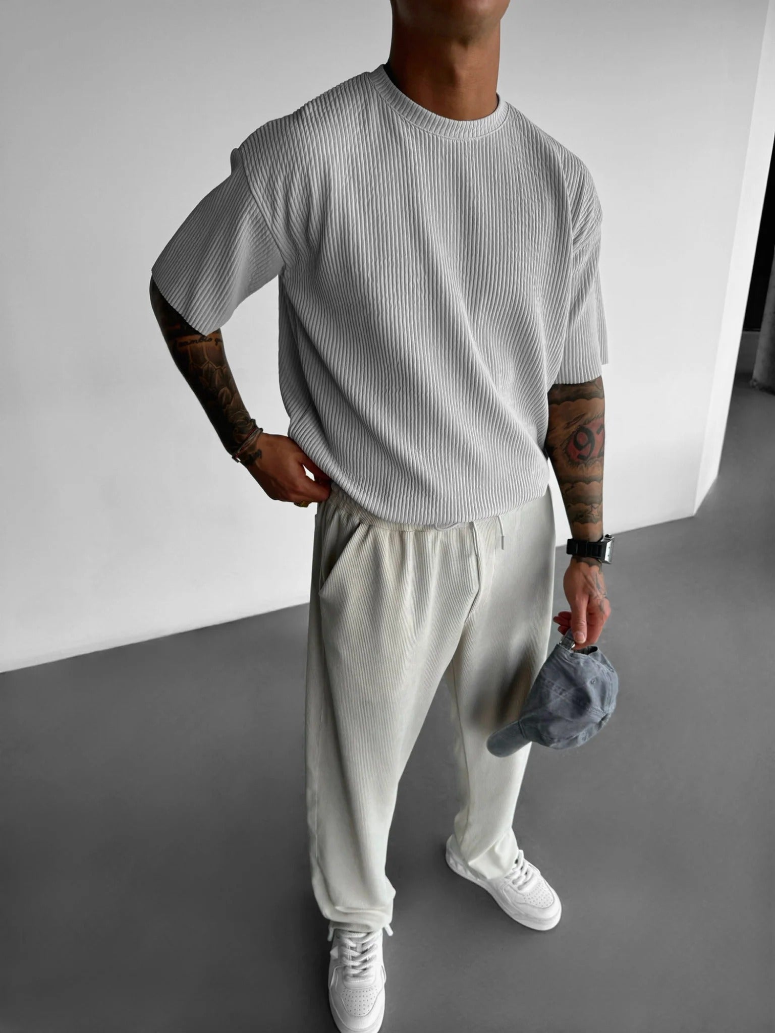 Oversize Ribbed T-Shirt - Grey
