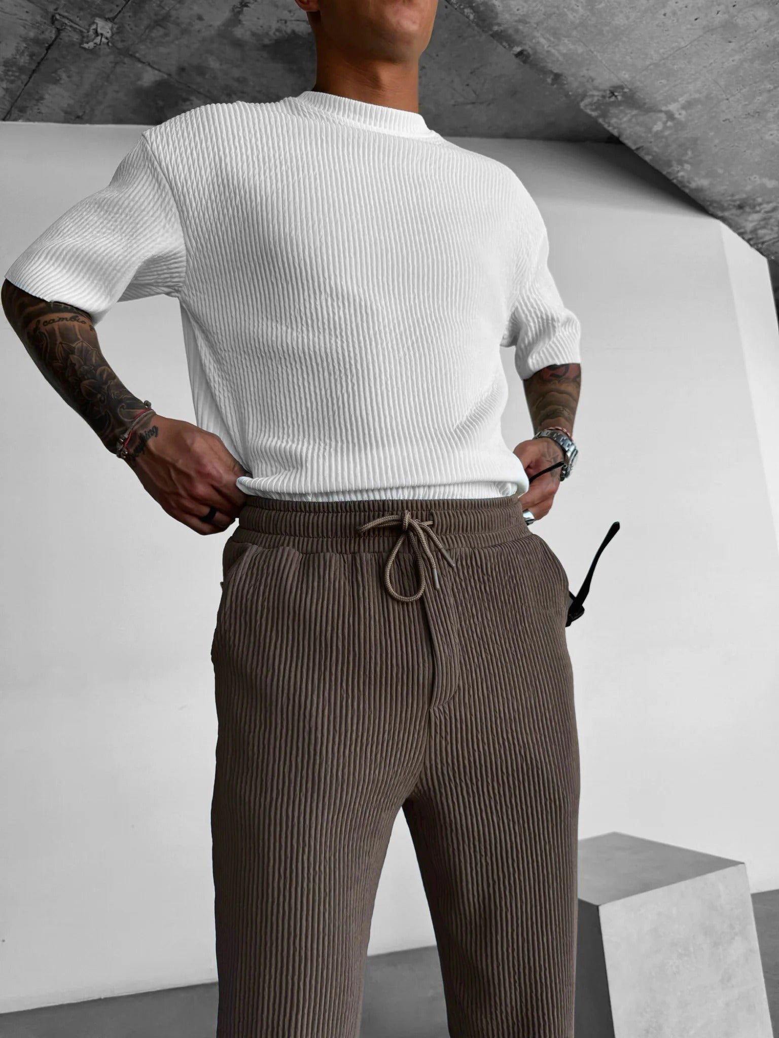 Oversize Ribbed T-Shirt - White