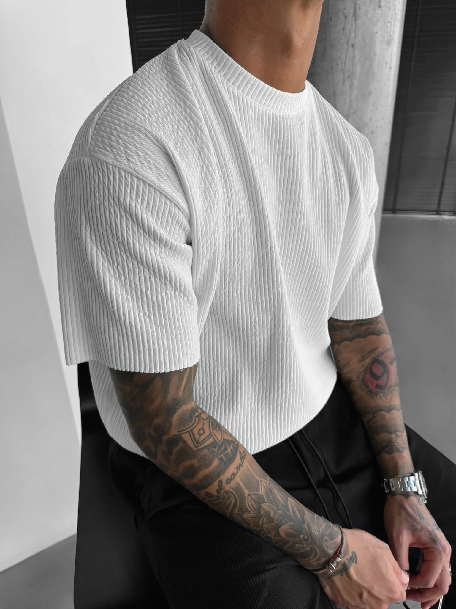 Oversize Ribbed T-Shirt - White