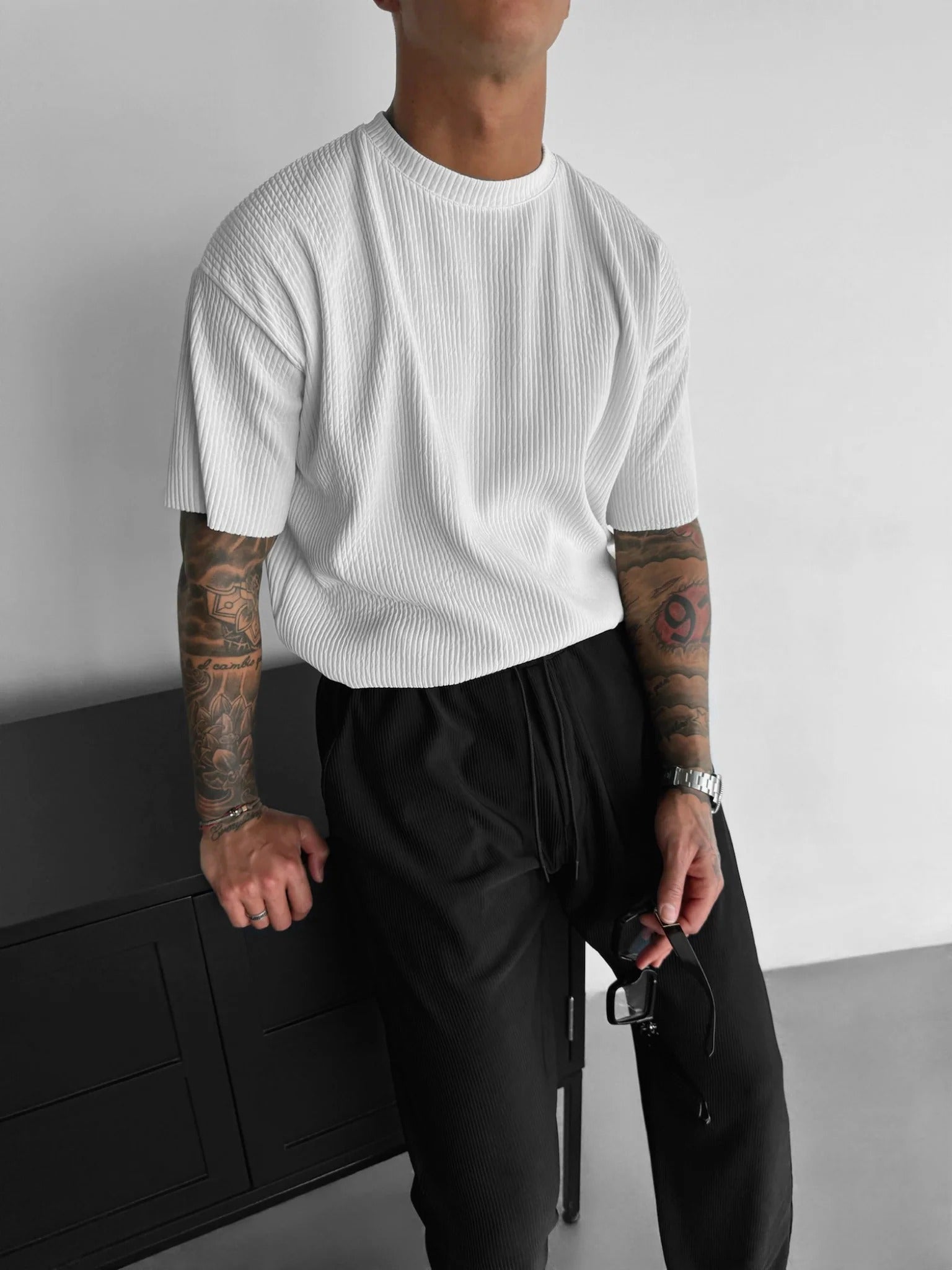 Oversize Ribbed T-Shirt - White