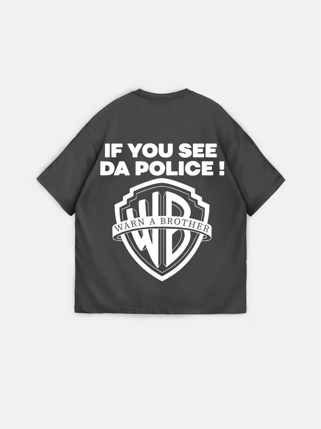 Oversize 'Warn a Brother' T-shirt - Black