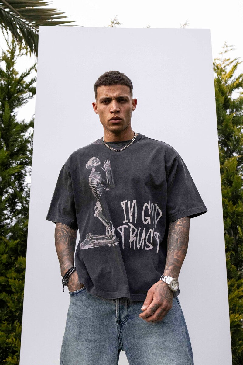 IN GOD WE TRUST PRINTED WASHED T-SHIRT ANTRA 1846
