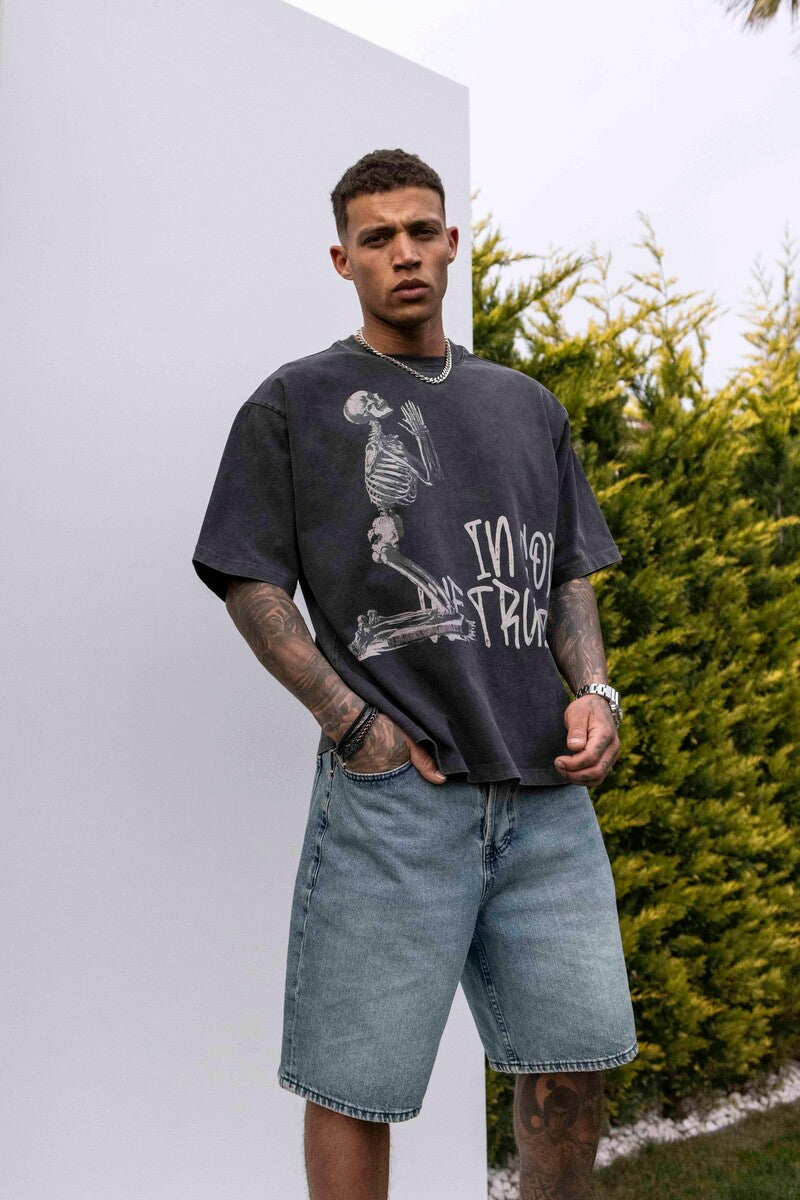 IN GOD WE TRUST PRINTED WASHED T-SHIRT ANTRA 1846