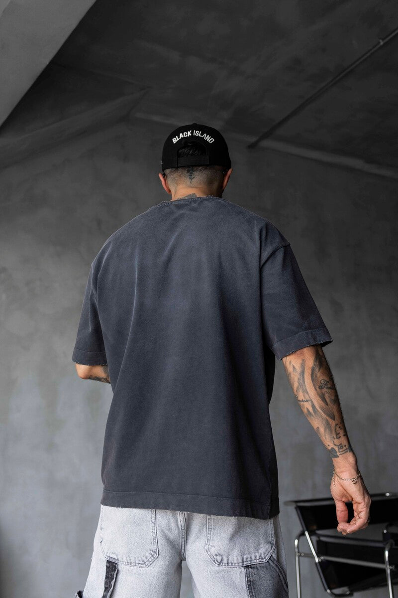 ISL PRINTED WASHED T-SHIRT BLACK 1807