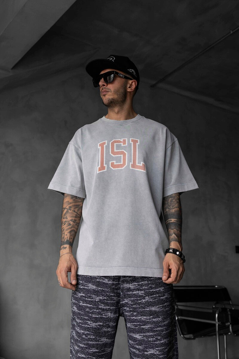 ISL PRINTED WASHED T-SHIRT GRAY 1807