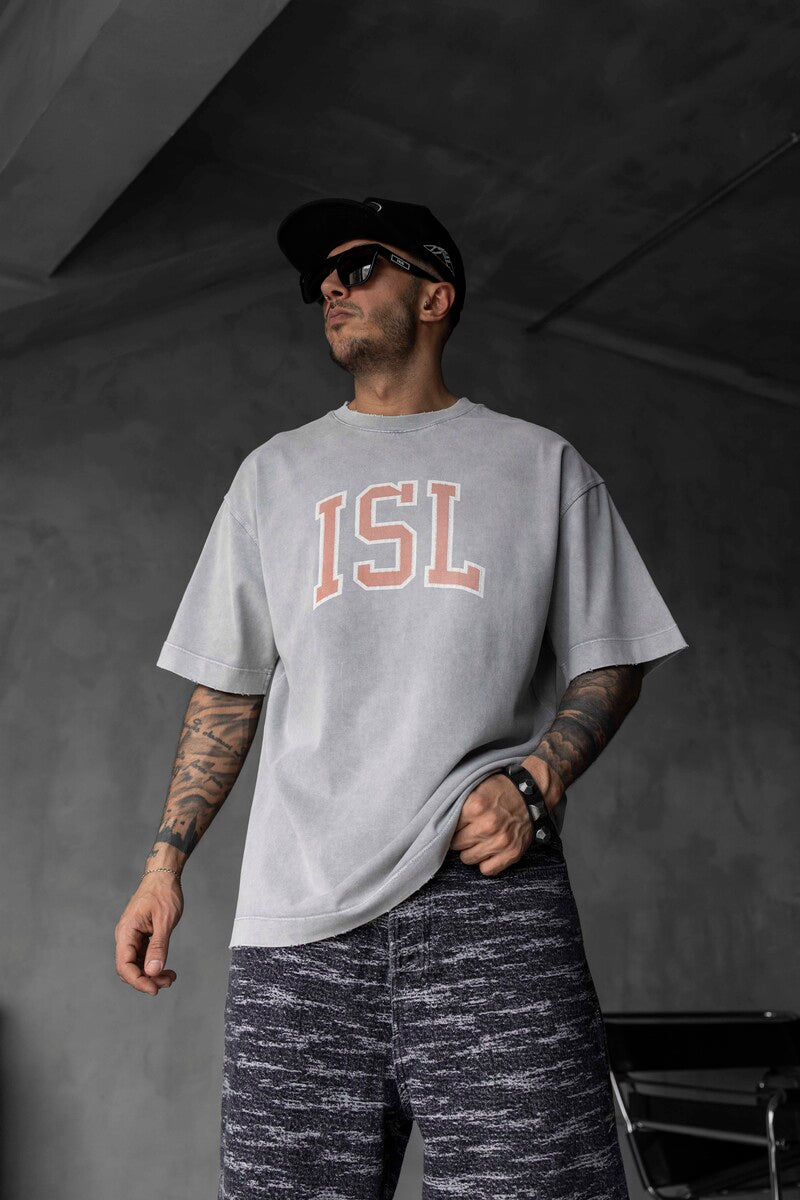 ISL PRINTED WASHED T-SHIRT GRAY 1807