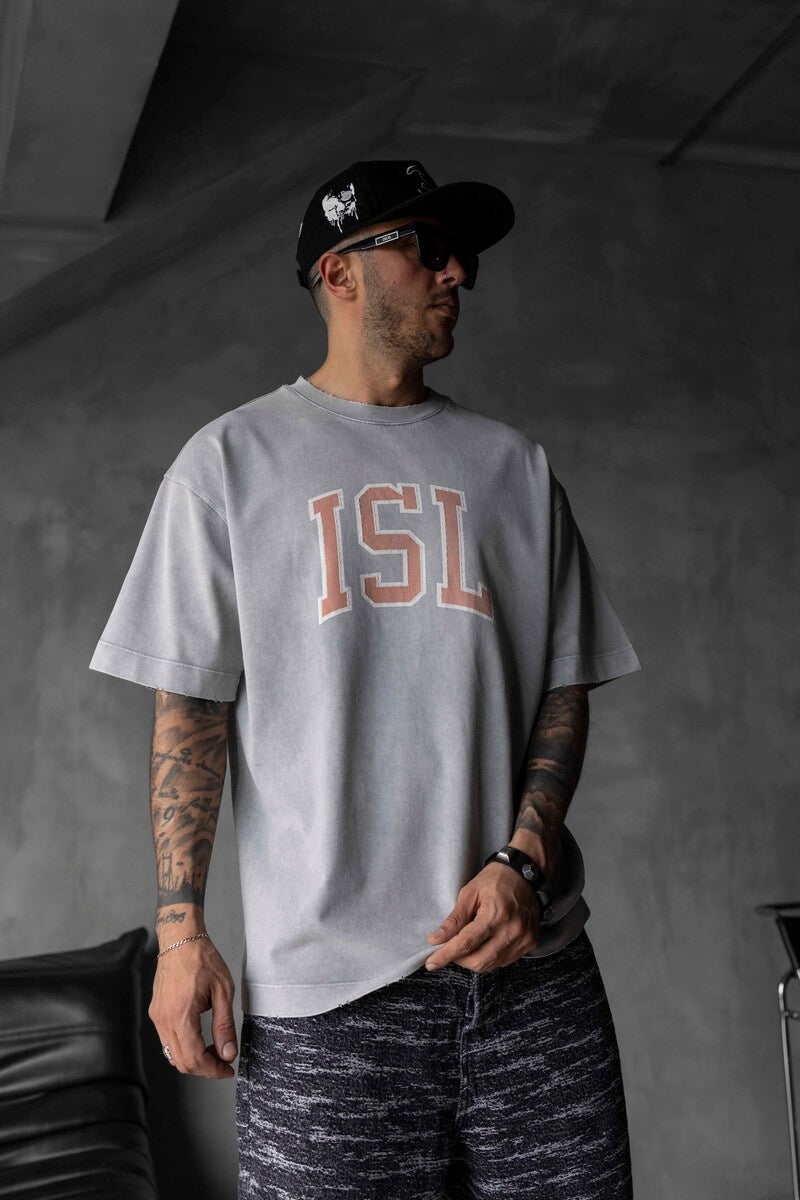 ISL PRINTED WASHED T-SHIRT GRAY 1807