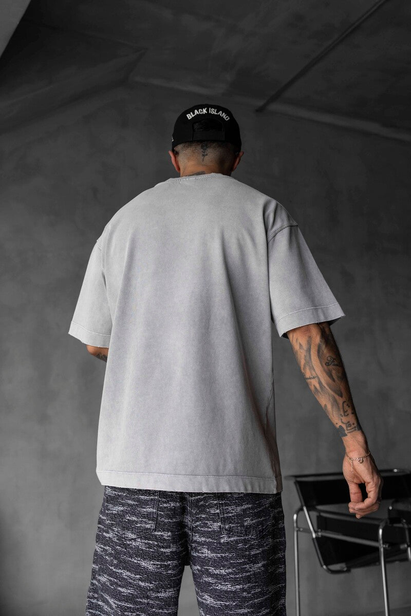 ISL PRINTED WASHED T-SHIRT GRAY 1807