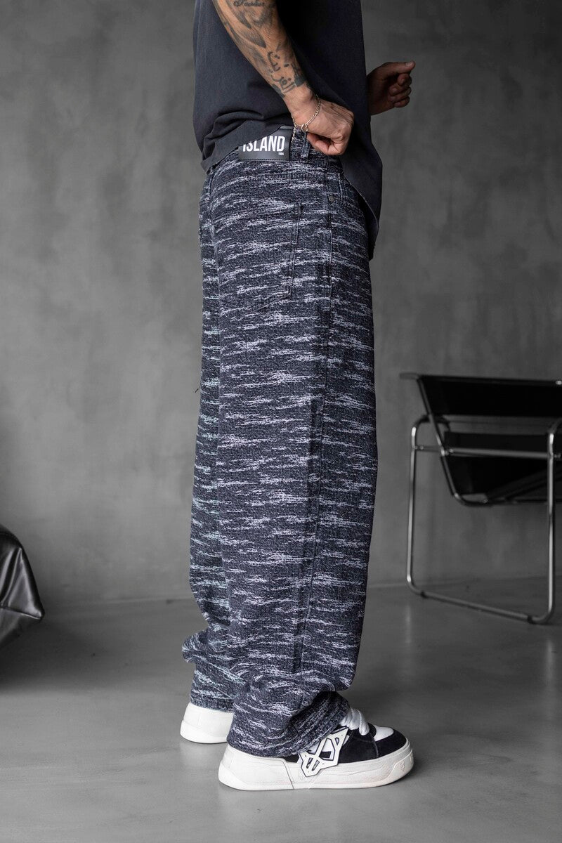 Jacquard Baggie Black Denim Jeans 17101