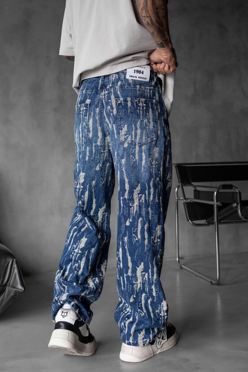 Jacquard Baggie Blue Denim Jeans 17104