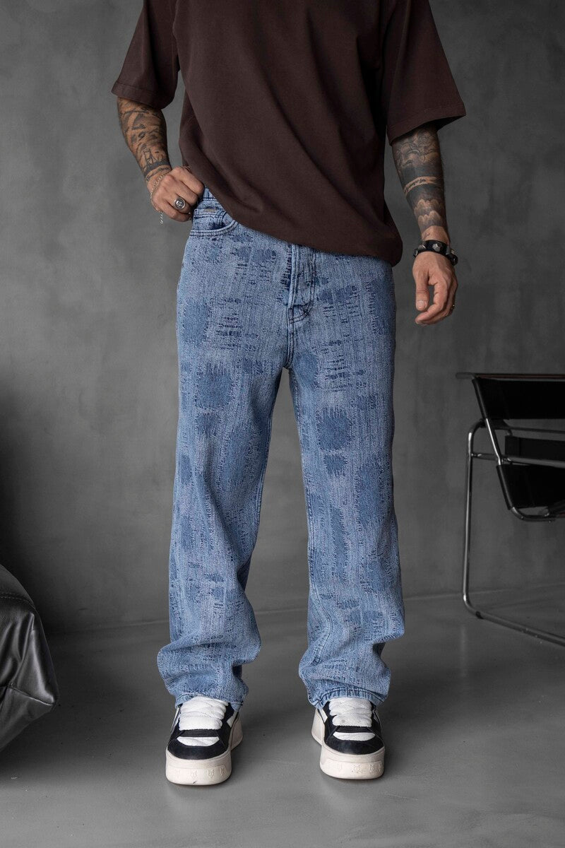 Jacquard Baggie Denim Jeans 16952