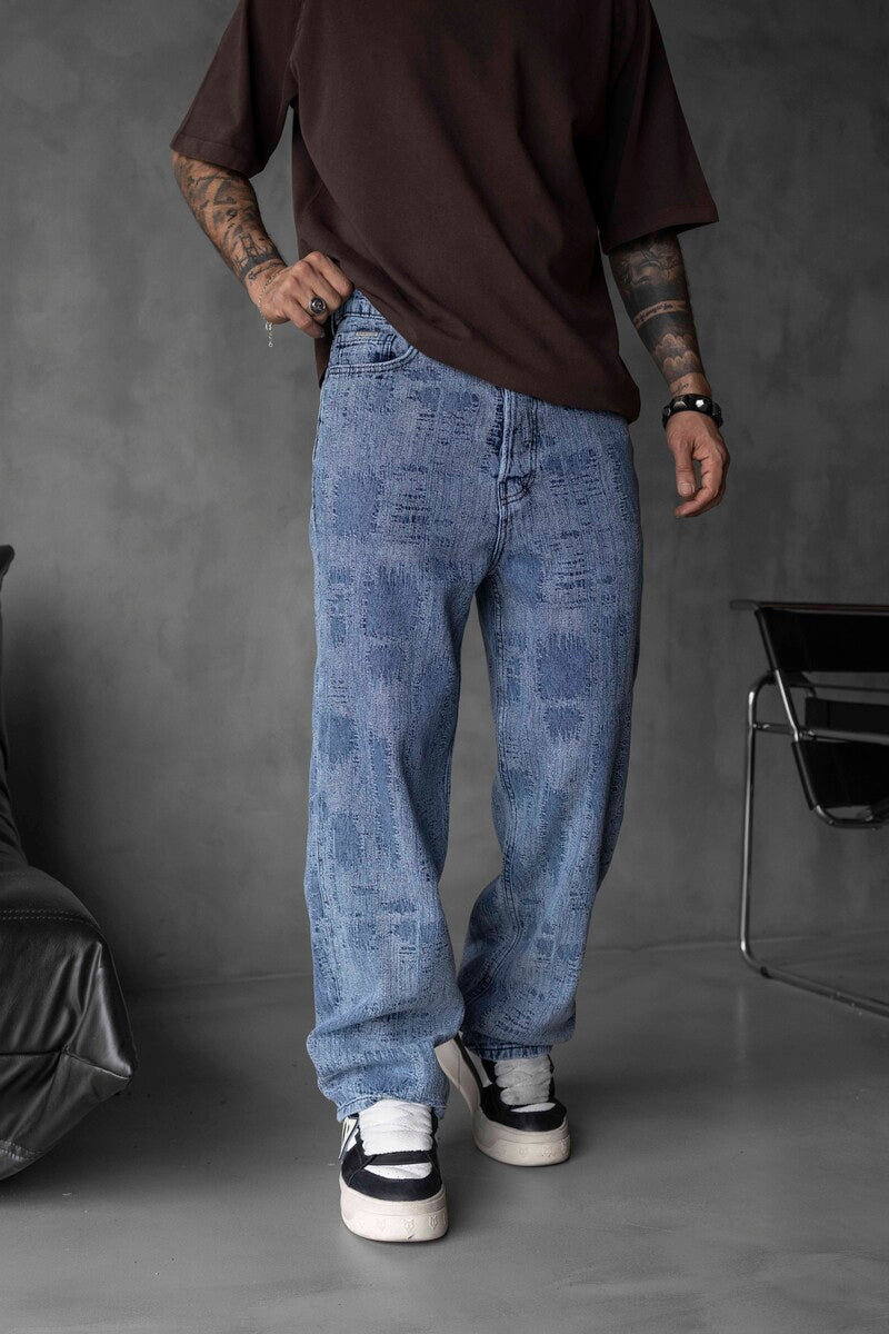 Jacquard Baggie Denim Jeans 16952