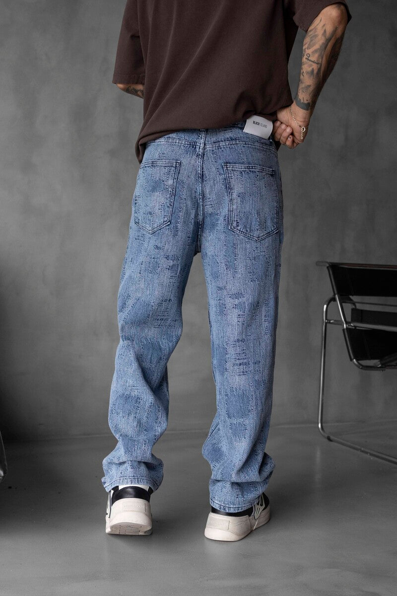Jacquard Baggie Denim Jeans 16952