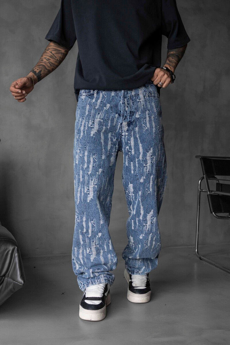 Jacquard Baggie Denim Jeans 16953