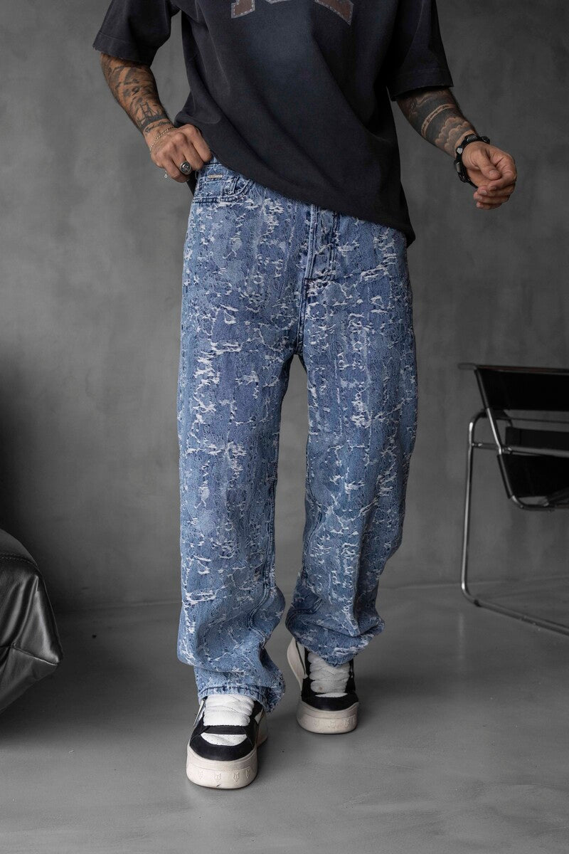 Jacquard Baggie Denim Jeans 16954