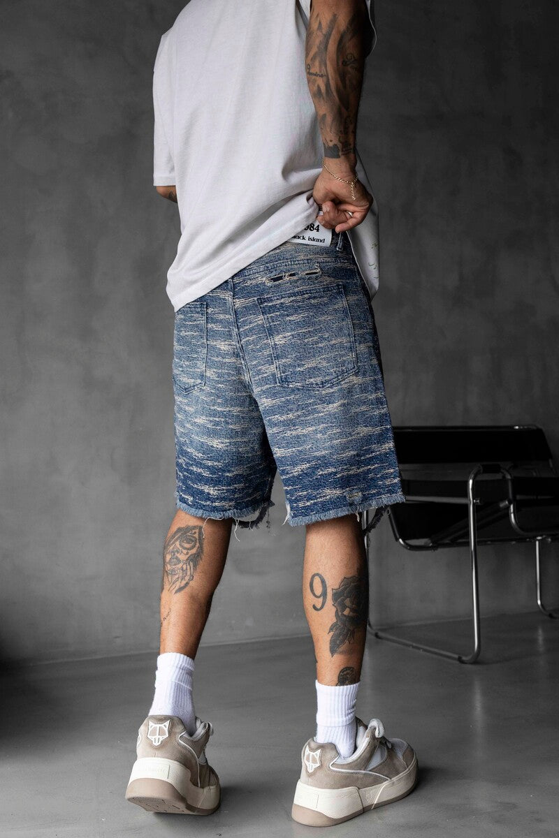 Jacquard Denim Short Blue 17136