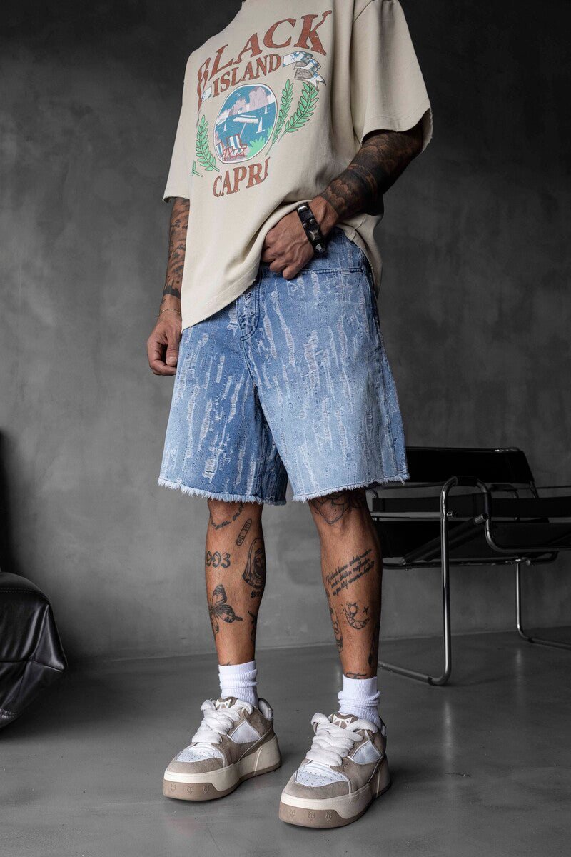 Jacquard Denim Short Blue 17142