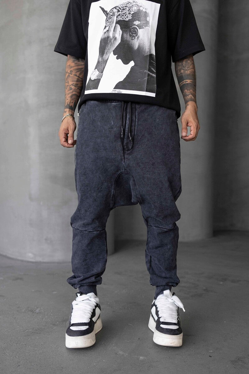 Washed Jogger Pants Black 1677