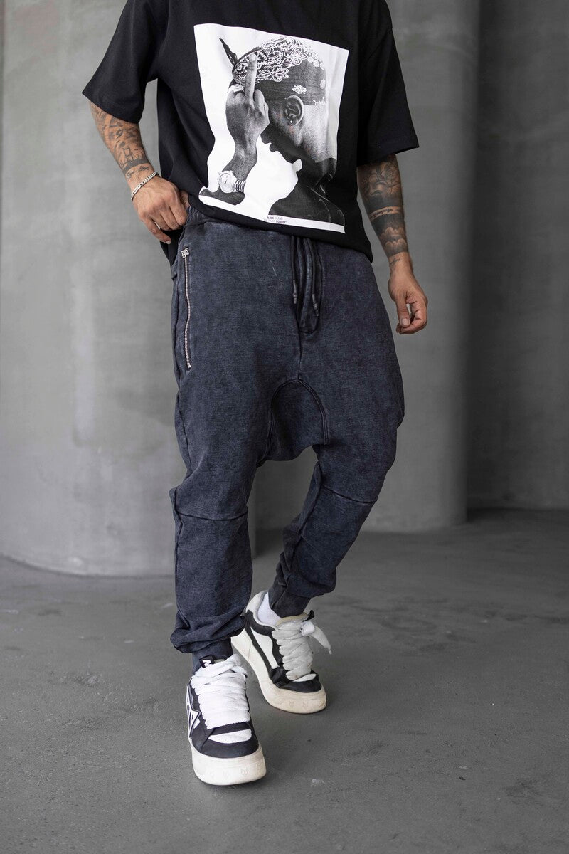 Washed Jogger Pants Black 1677