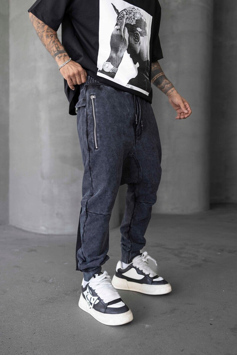 Washed Jogger Pants Black 1677