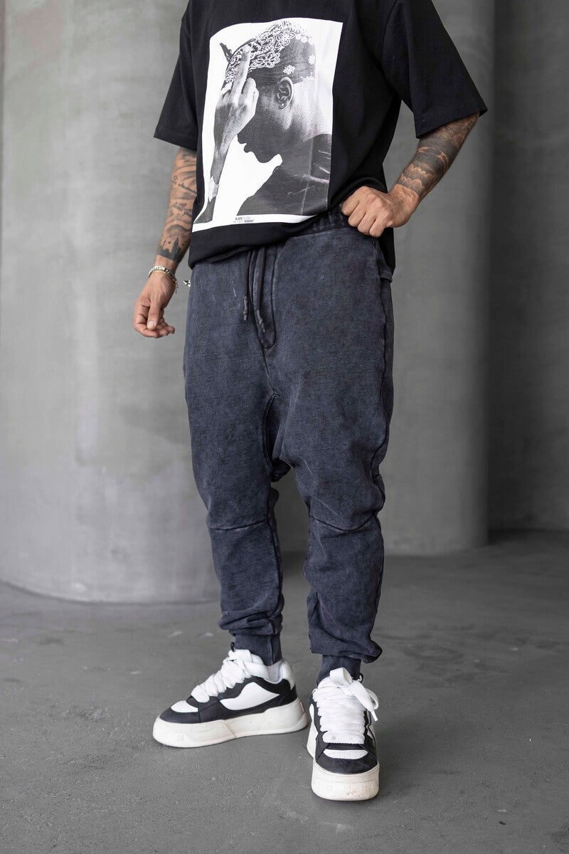 Washed Jogger Pants Black 1677