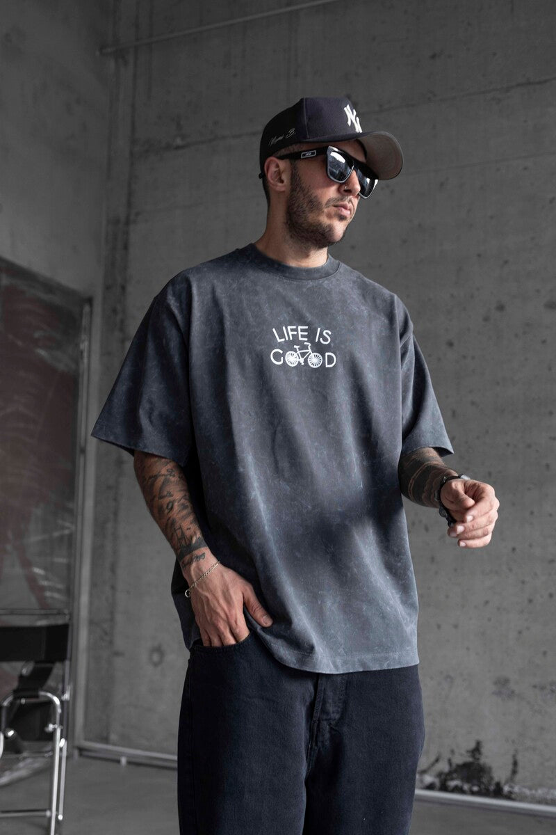 LIFE IS GOOD PRINTED WASHED T-SHIRT ANTRA 1705