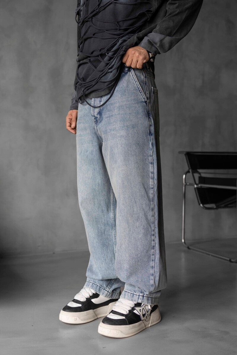Light Blue Washed Loose Fit Jeans 17066