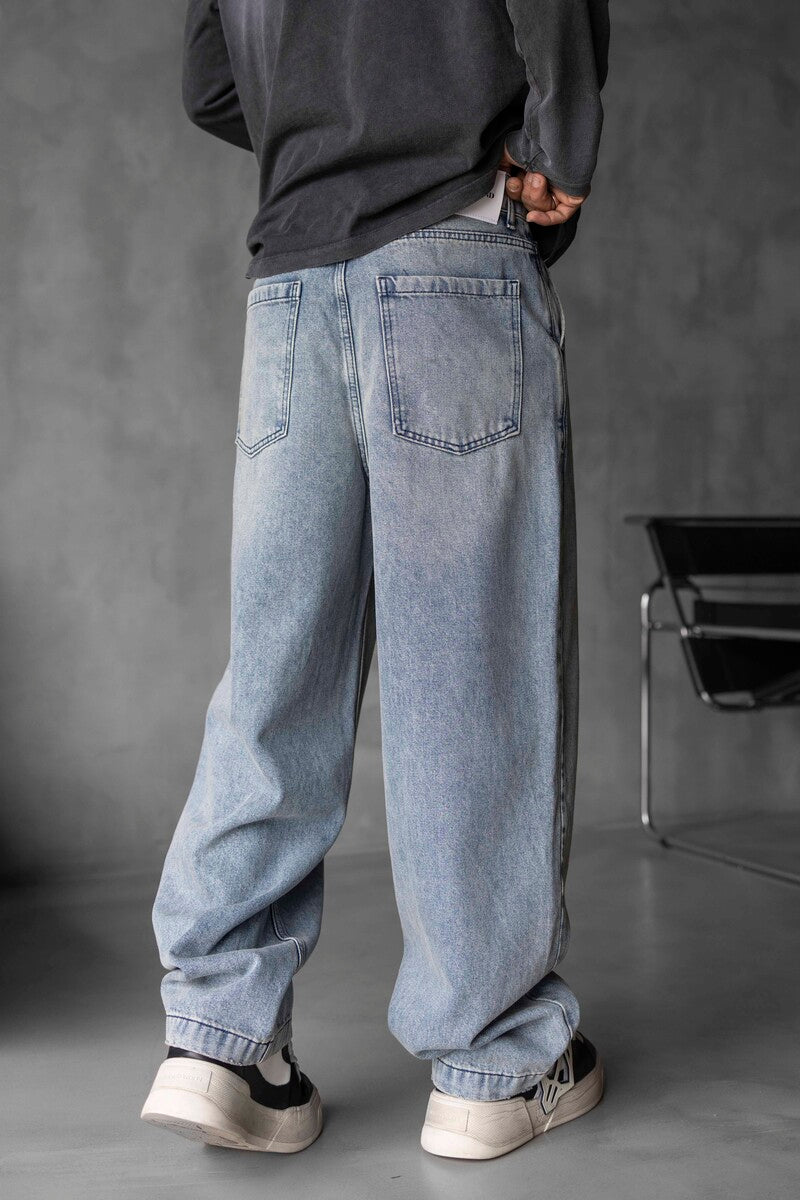 Light Blue Washed Loose Fit Jeans 17066