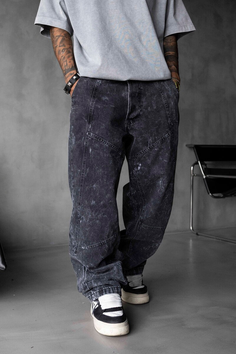 Loose Fit Washed Black Jeans 17108