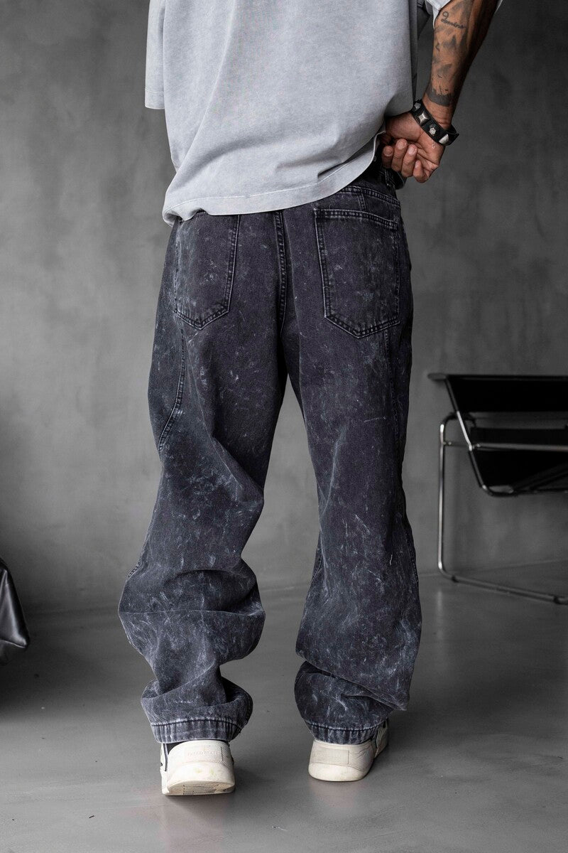 Loose Fit Washed Black Jeans 17108