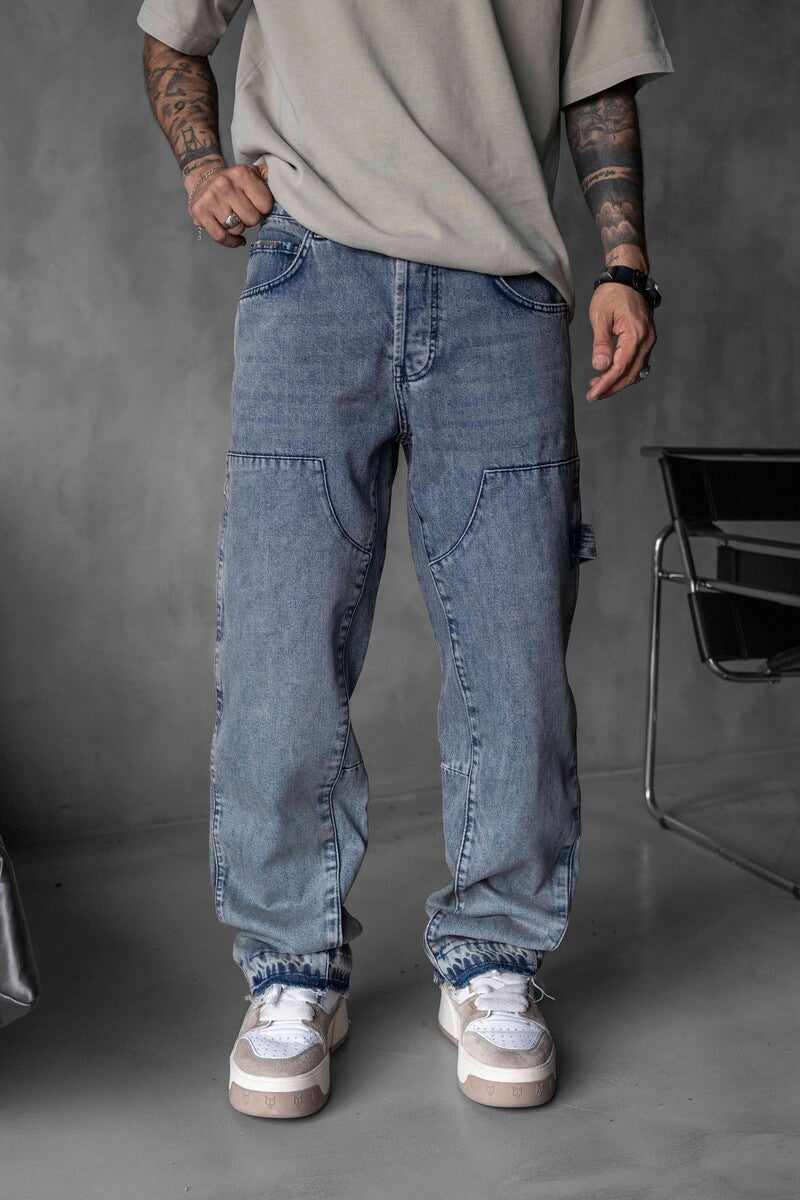 Loose Fıt Washed Blue Jeans 17061