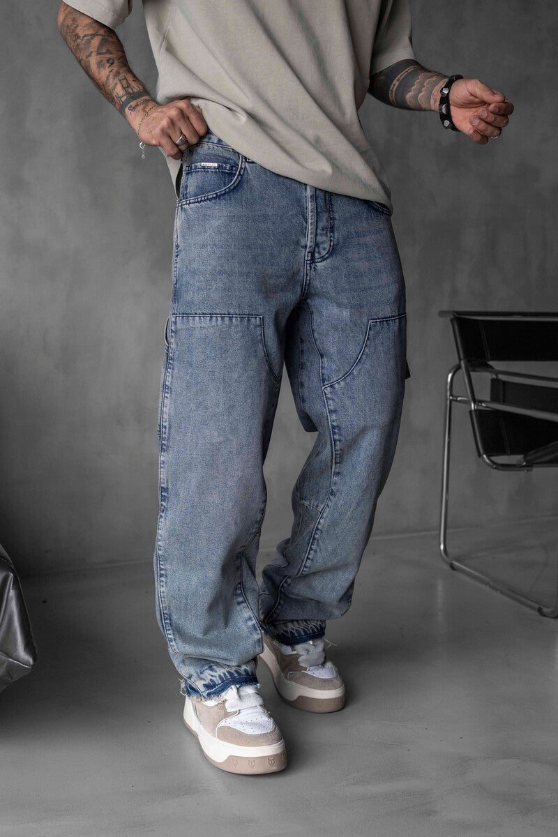 Loose Fıt Washed Blue Jeans 17061